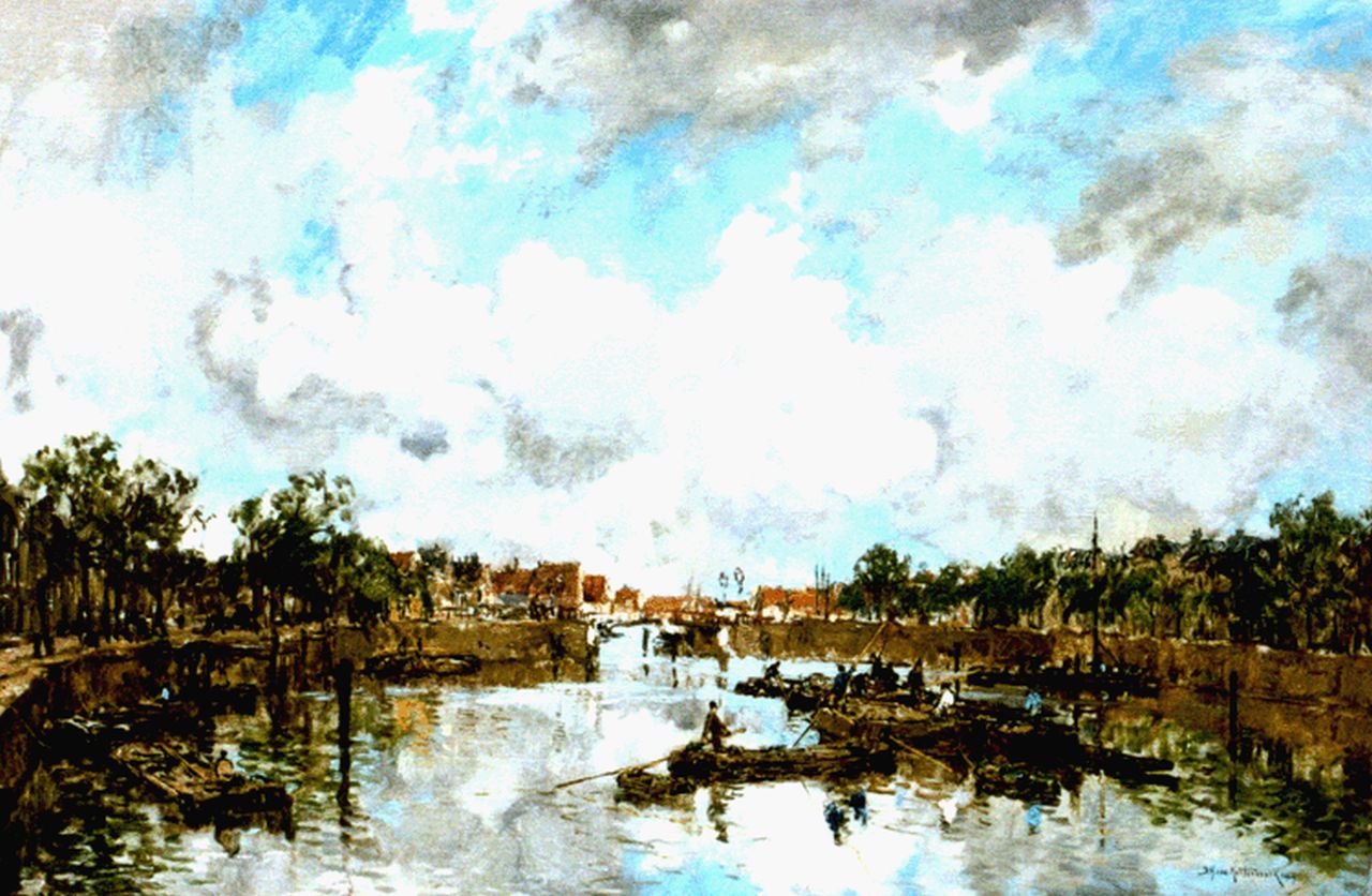 Mastenbroek J.H. van | Johan Hendrik van Mastenbroek, A harbour view, oil on canvas 47.5 x 71.3 cm, signed l.r. and dated 1919