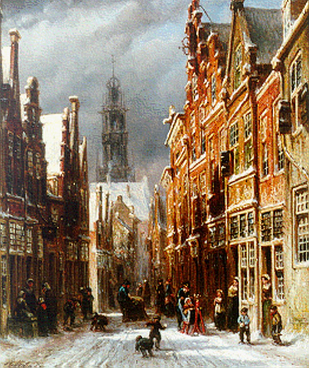 Vertin P.G.  | Petrus Gerardus Vertin, A view of Haarlem with the Bakenessekerk beyond, oil on panel 25.4 x 21.2 cm, signed l.l.