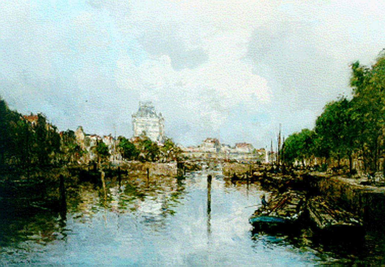 Mastenbroek J.H. van | Johan Hendrik van Mastenbroek, The Wijnhaven, with the Witte Huis beyond, Rotterdam, oil on canvas 70.2 x 99.8 cm, signed l.l. and dated 1922