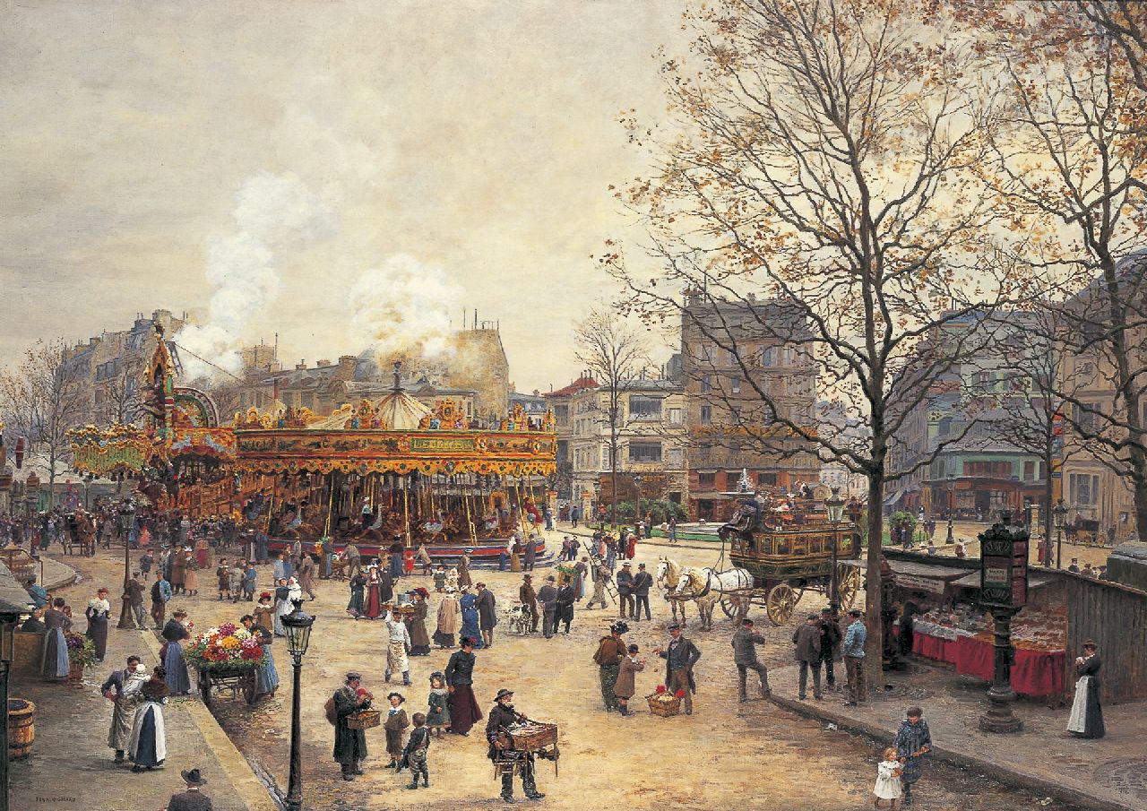 Marie François Firmin-Girard | La Fête Place Pigalle, Paris, oil on canvas, 72.6 x 103.0 cm, signed l.l. and painted between 1908-1911
