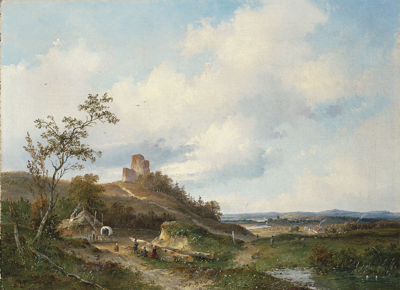 Hans J.G.  | Josephus Gerardus Hans, A panoramic landscape with a ruin in the distance, oil on canvas 51.2 x 69.0 cm, signed l.l. and dated '49
