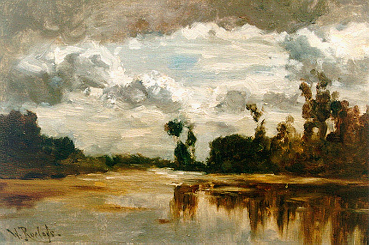 Roelofs W.  | Willem Roelofs, A polder landscape, oil on canvas 31.0 x 43.5 cm, signed l.l.