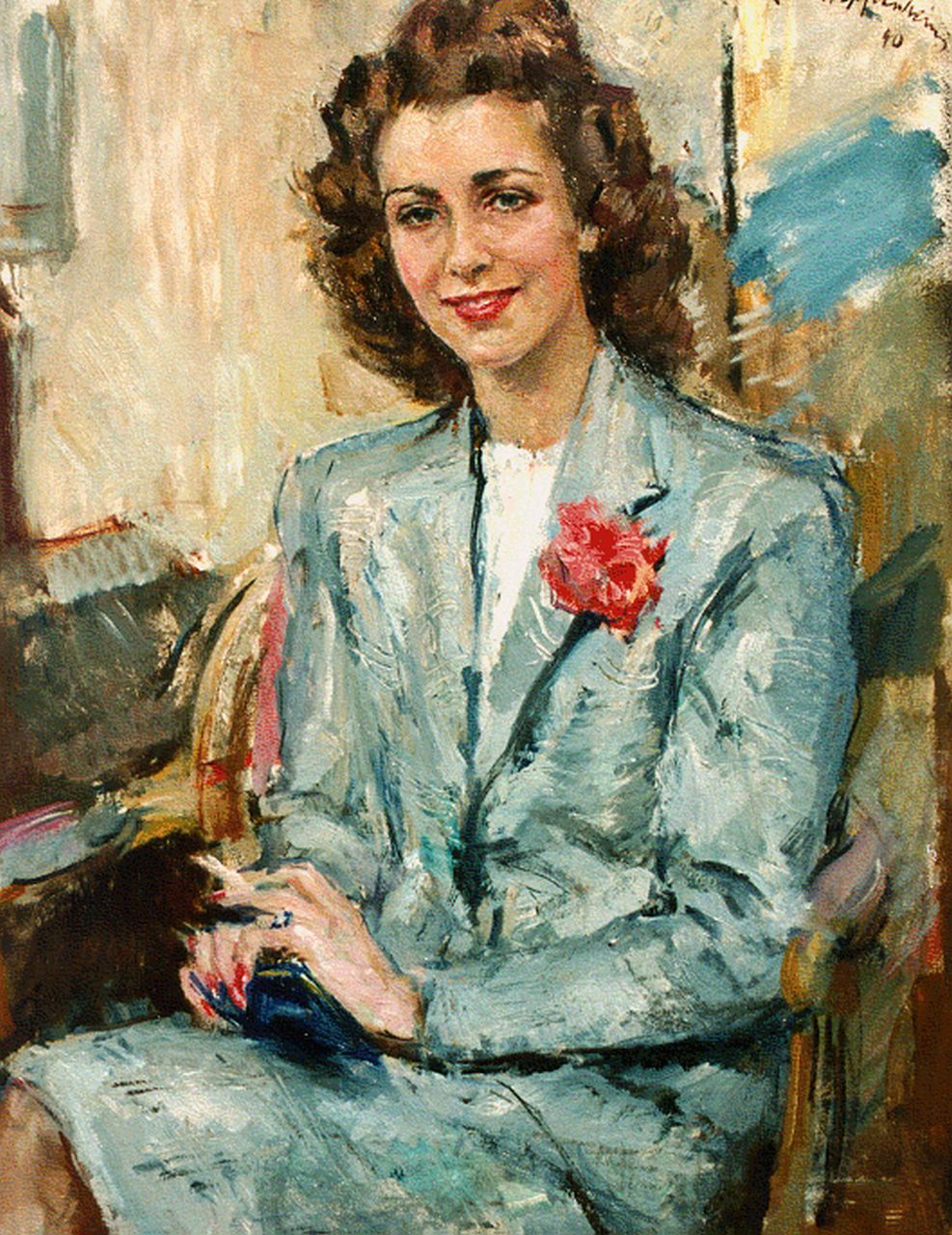 Oppenheimer J.  | Joseph Oppenheimer, An elegant lady with a cigarette, oil on canvas 91.0 x 71.5 cm, signed u.r. and dated '40