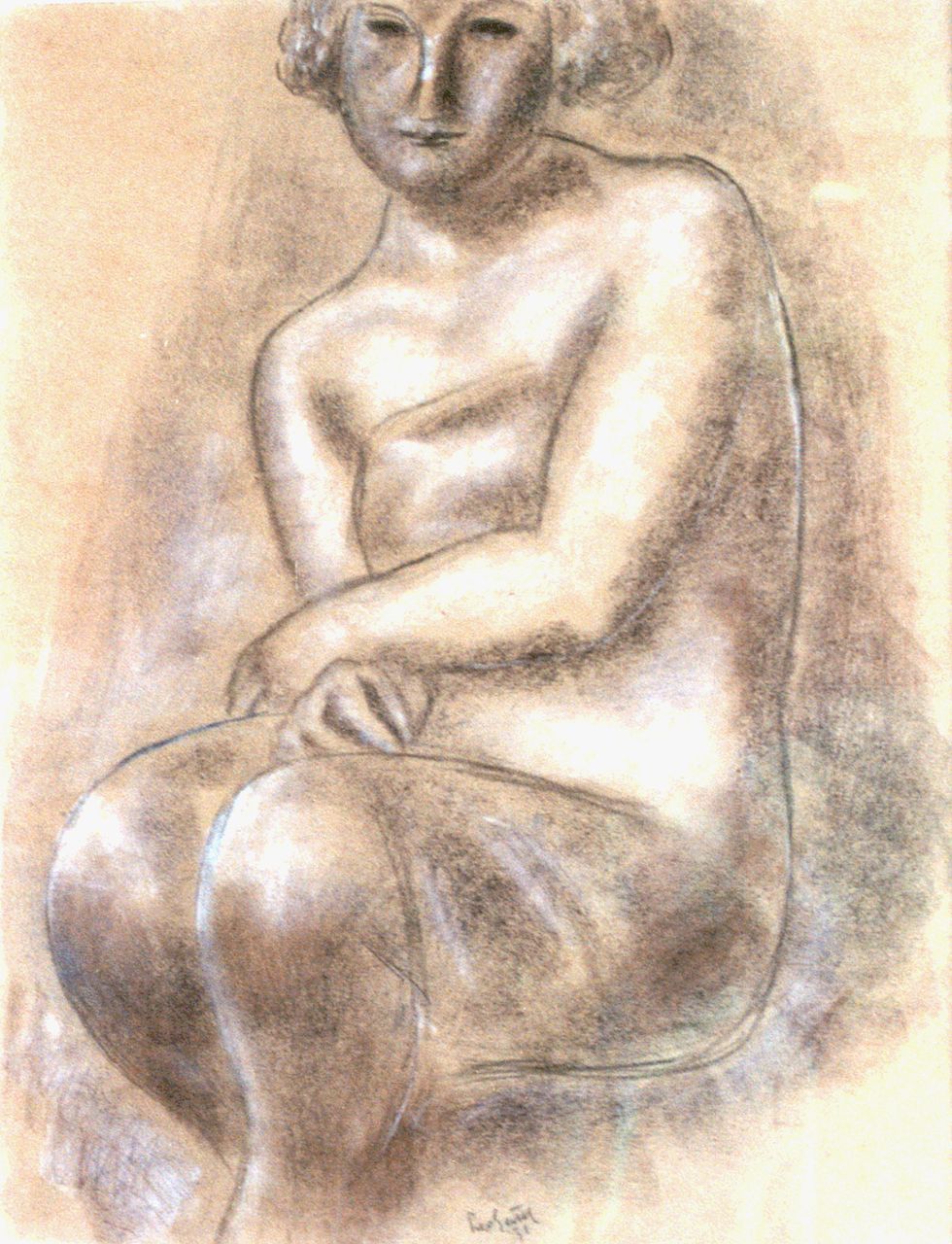 Gestel L.  | Leendert 'Leo' Gestel, A seated nude, chalk on paper 62.0 x 48.0 cm, signed l.c. and dated '31