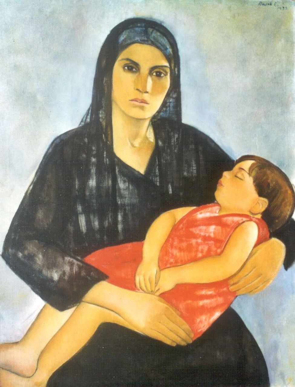 Basch E.  | Edith Basch, Mother with a sleeping child, oil on canvas 95.7 x 74.0 cm, signed u.r. and dated 1933