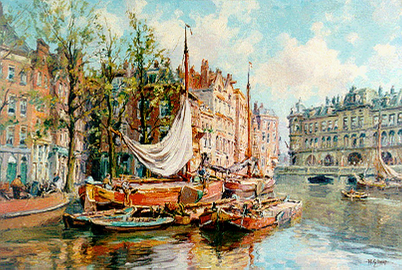 Schaap H.  | Hendrik Schaap, A view of the Kolkkade, Rotterdam, oil on canvas 40.4 x 60.8 cm, signed l.r.