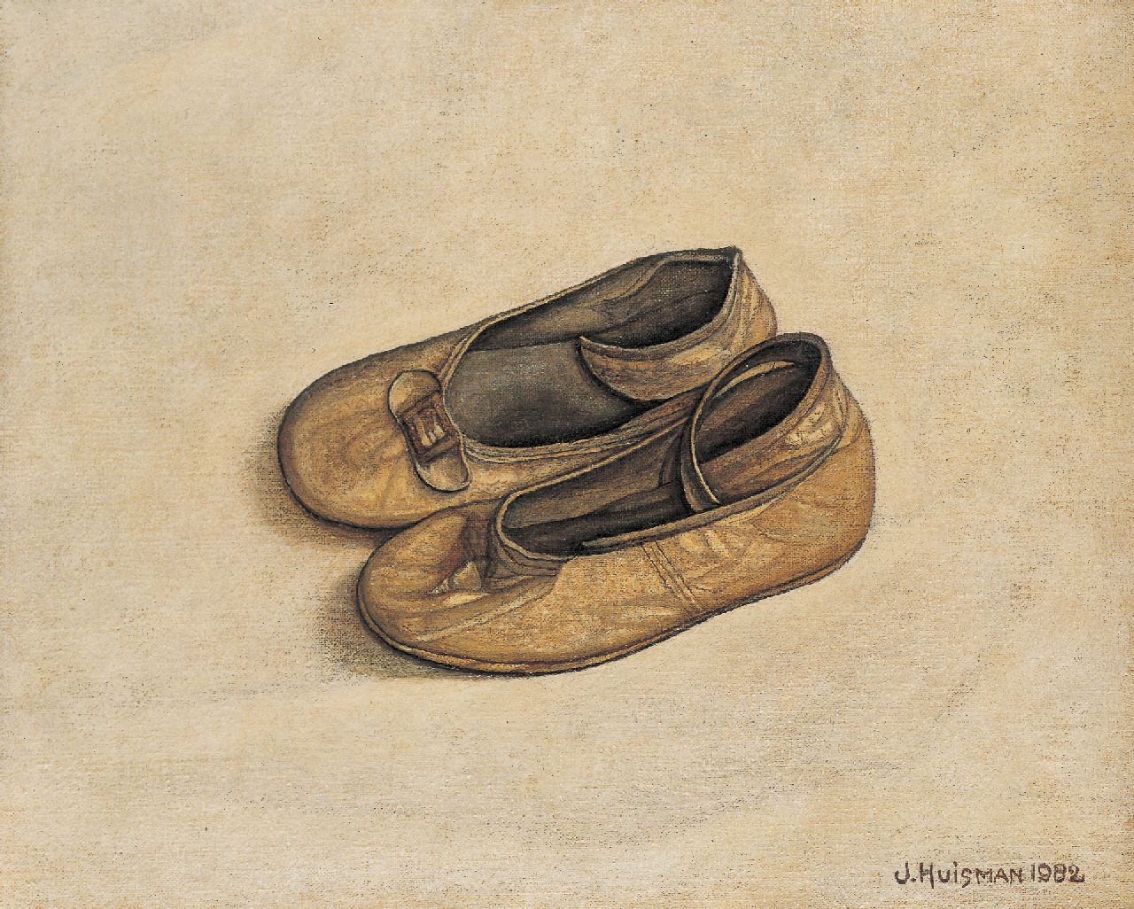 Huisman J.  | Jotje 'Jopie' Huisman, Shoes, oil on canvas 20.0 x 25.0 cm, signed l.r. and dated 1982