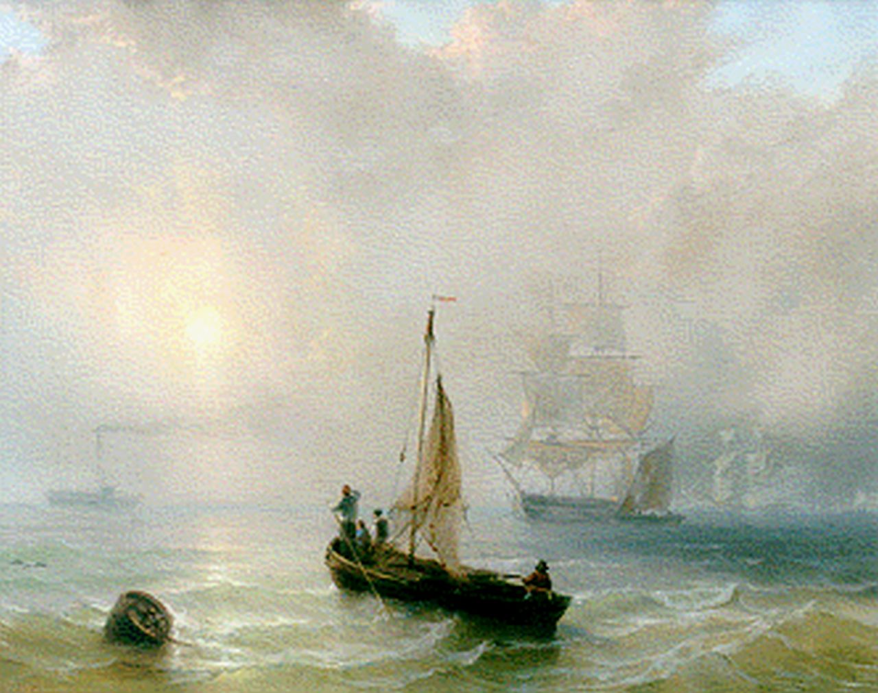 Meijer J.H.L.  | Johan Hendrik 'Louis' Meijer, Vessels at sea, pastel on paper 46.0 x 60.5 cm, signed l.l.