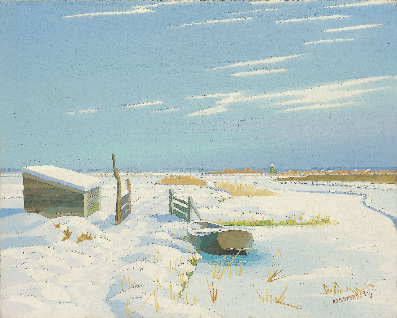 Smorenberg D.  | Dirk Smorenberg, Loosdrecht in winter, oil on canvas 40.6 x 50.3 cm, signed l.r.