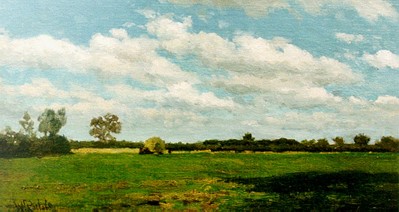 Roelofs W.  | Willem Roelofs, A landscape with a haycart, oil on canvas laid down on panel 23.0 x 41.2 cm, signed l.l.