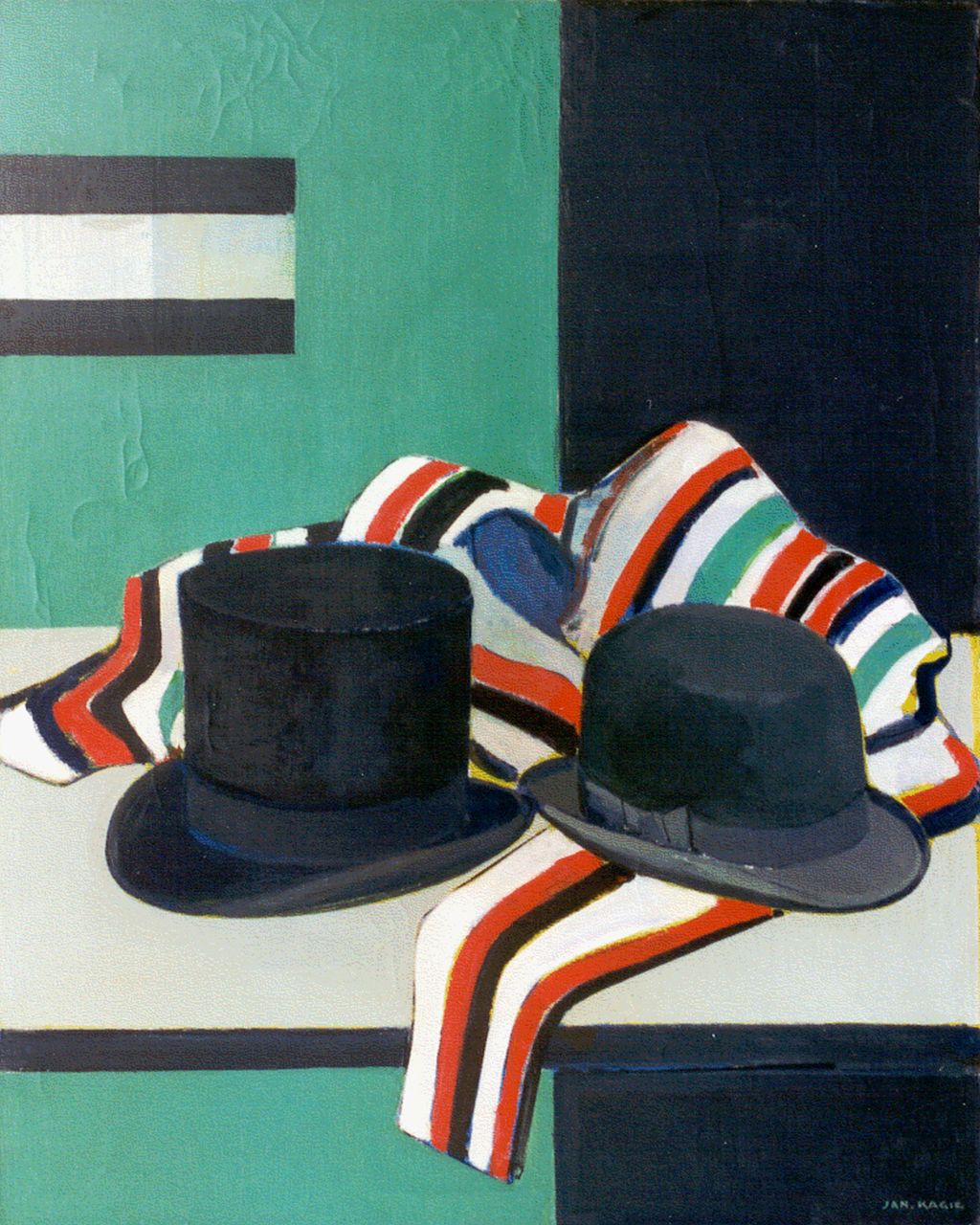 Kagie J.L.  | Johannes Leonardus 'Jan' Kagie, A still life with hats, oil on canvas 100.1 x 80.4 cm, signed l.r.