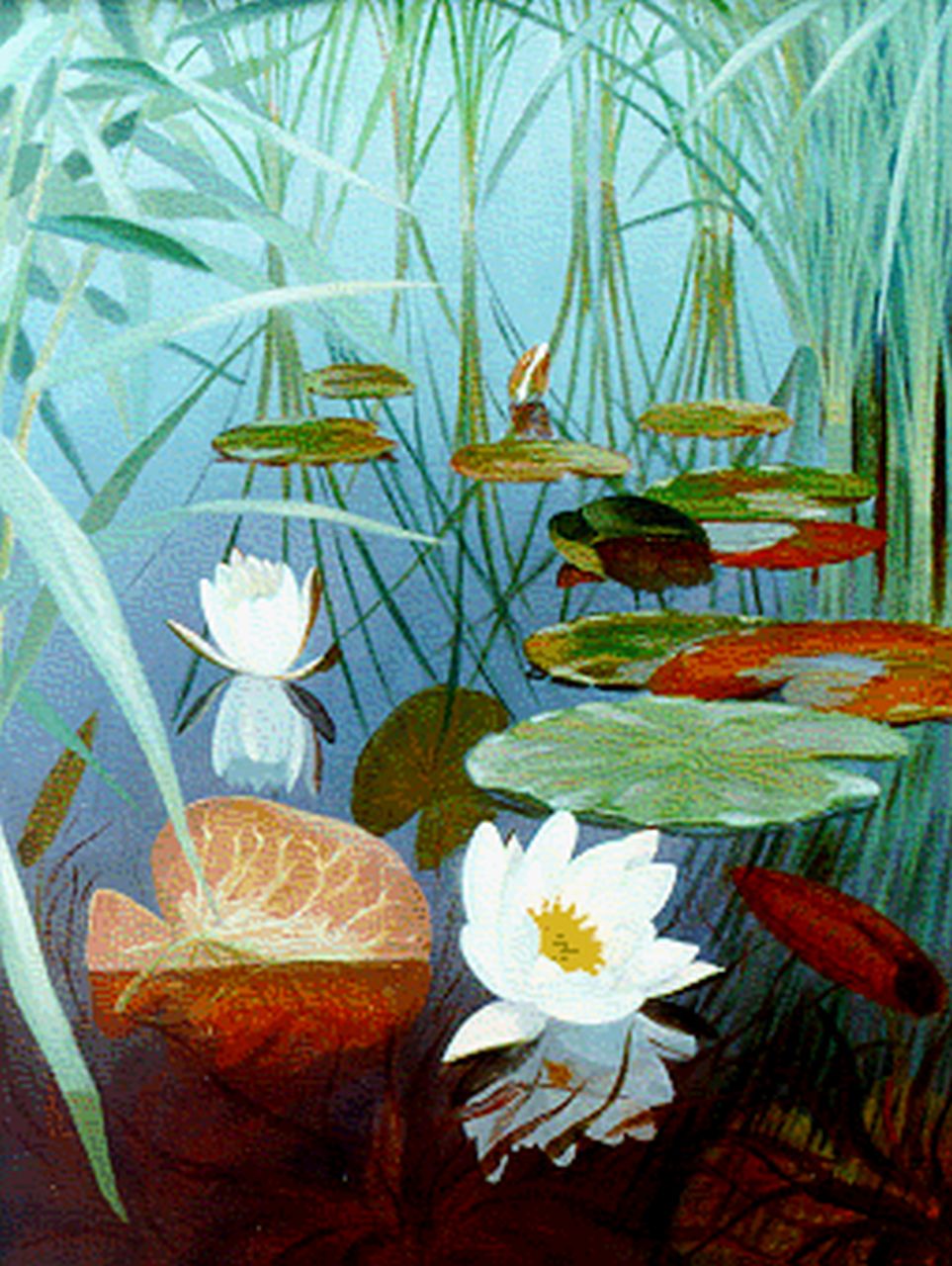 Smorenberg D.  | Dirk Smorenberg, water lilies, oil on canvas 51.1 x 39.2 cm, signed l.r.