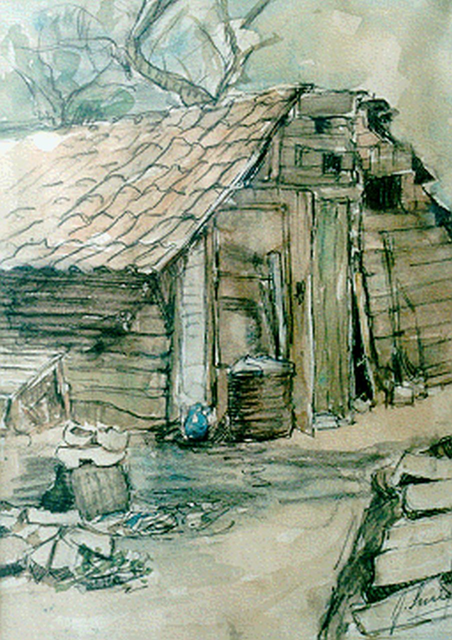 Surie J.  | Jacoba 'Coba' Surie, A shed, watercolour on paper 31.8 x 28.0 cm, signed l.r.