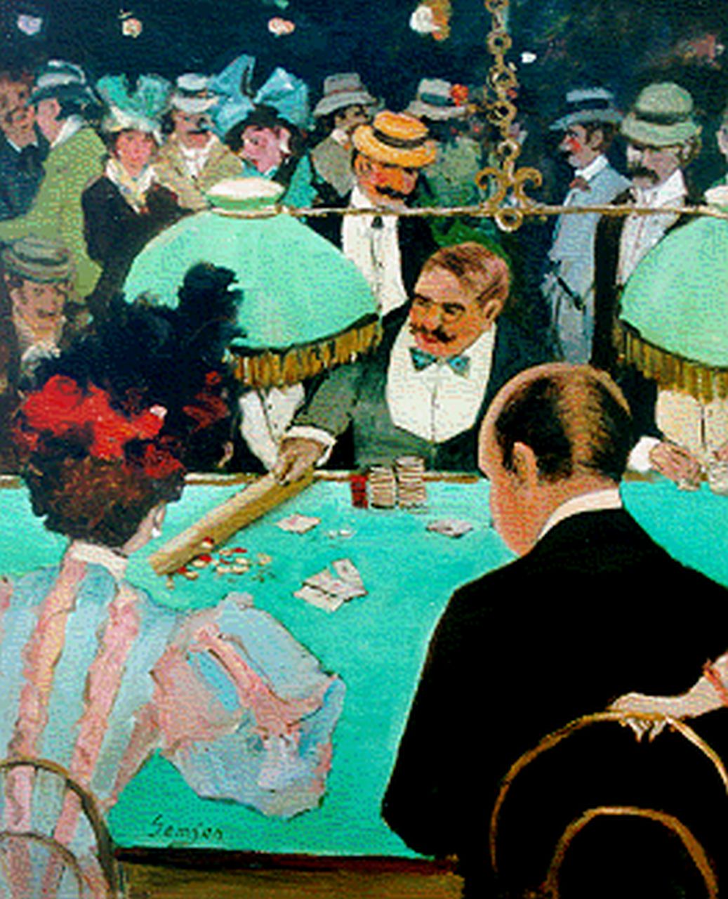 Samson G.  | Gustave Samson, The casino, oil on canvas 60.8 x 50.9 cm, signed l.l.