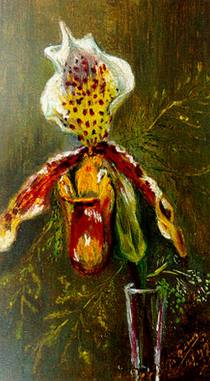 Maris M.  | Mies Maris, Orchids, oil on canvas laid down on painter's board 22.0 x 12.7 cm, signed l.r. and executed on 12/1/1939