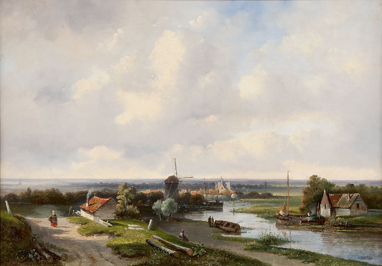 Hoen C.P. 't | Cornelis Petrus 't Hoen, A river landscape, oil on panel 41.5 x 59.0 cm, signed l.r.