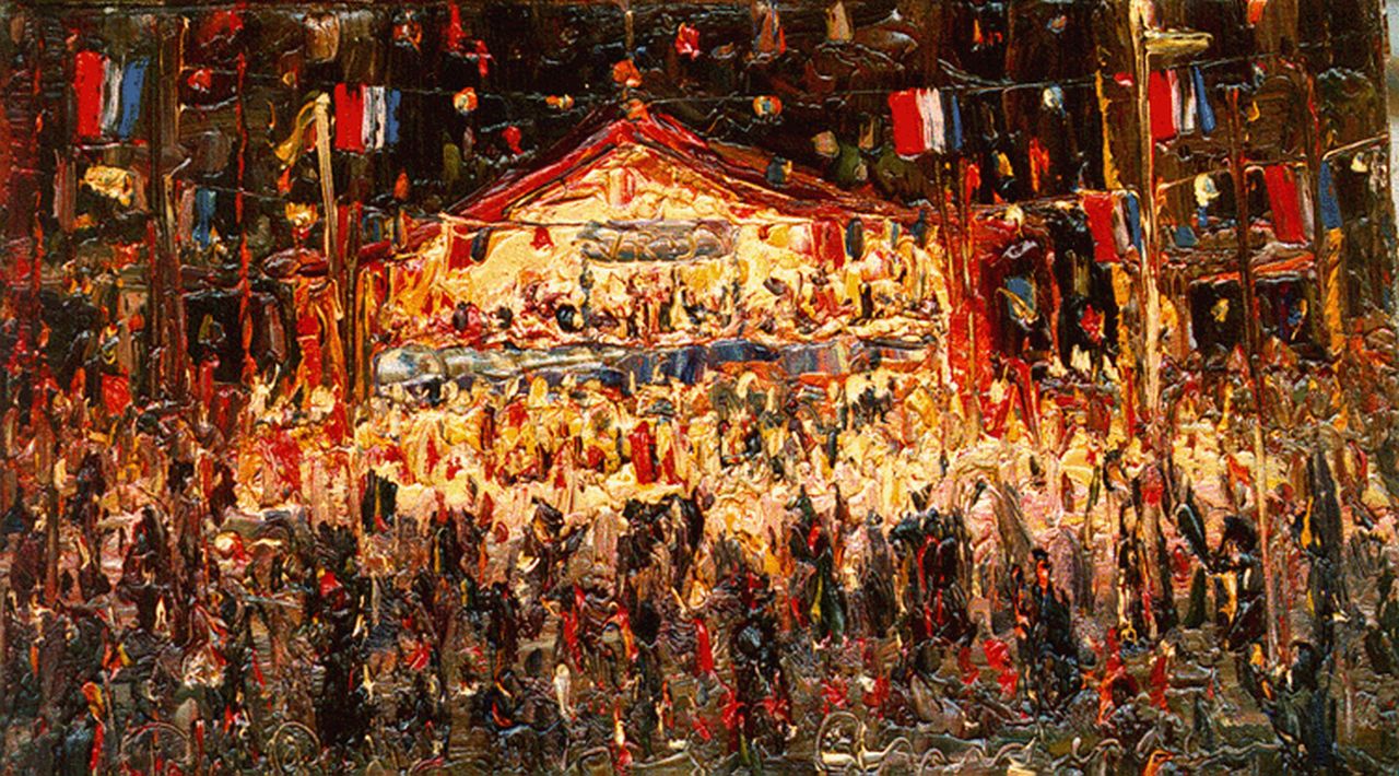 Rest P. van der | Pieter van der Rest, Liberation day, Amsterdam, oil on canvas 30.2 x 50.5 cm, signed l.l.