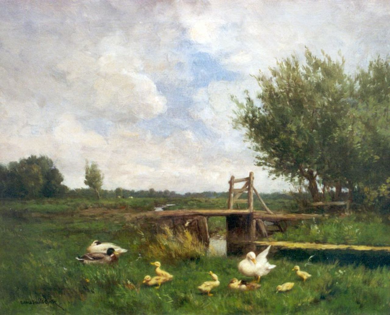 Artz C.D.L.  | 'Constant' David Ludovic Artz, Ducks in a polder landscape, oil on canvas 40.7 x 50.4 cm, signed l.l.