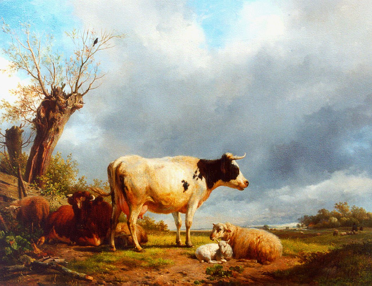 Sande Bakhuyzen H. van de | Hendrikus van de Sande Bakhuyzen, Cattle in a landscape, oil on panel 70.5 x 91.2 cm, signed l.l. and dated 1839
