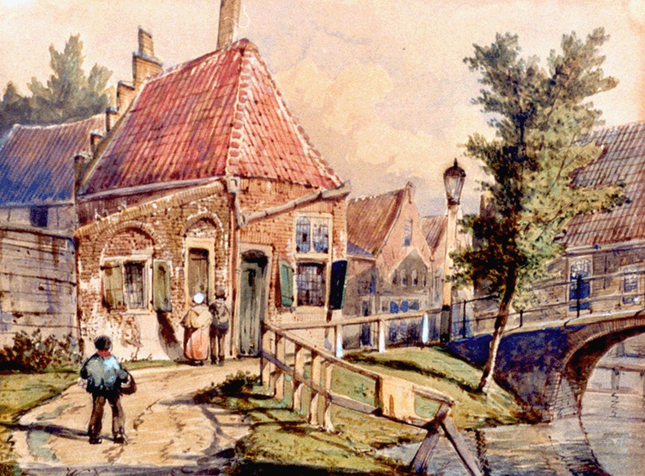 Koekkoek W.  | Willem Koekkoek, The Staaleversgracht, Enkhuizen, watercolour on paper 21.5 x 28.4 cm, signed l.l. with initials