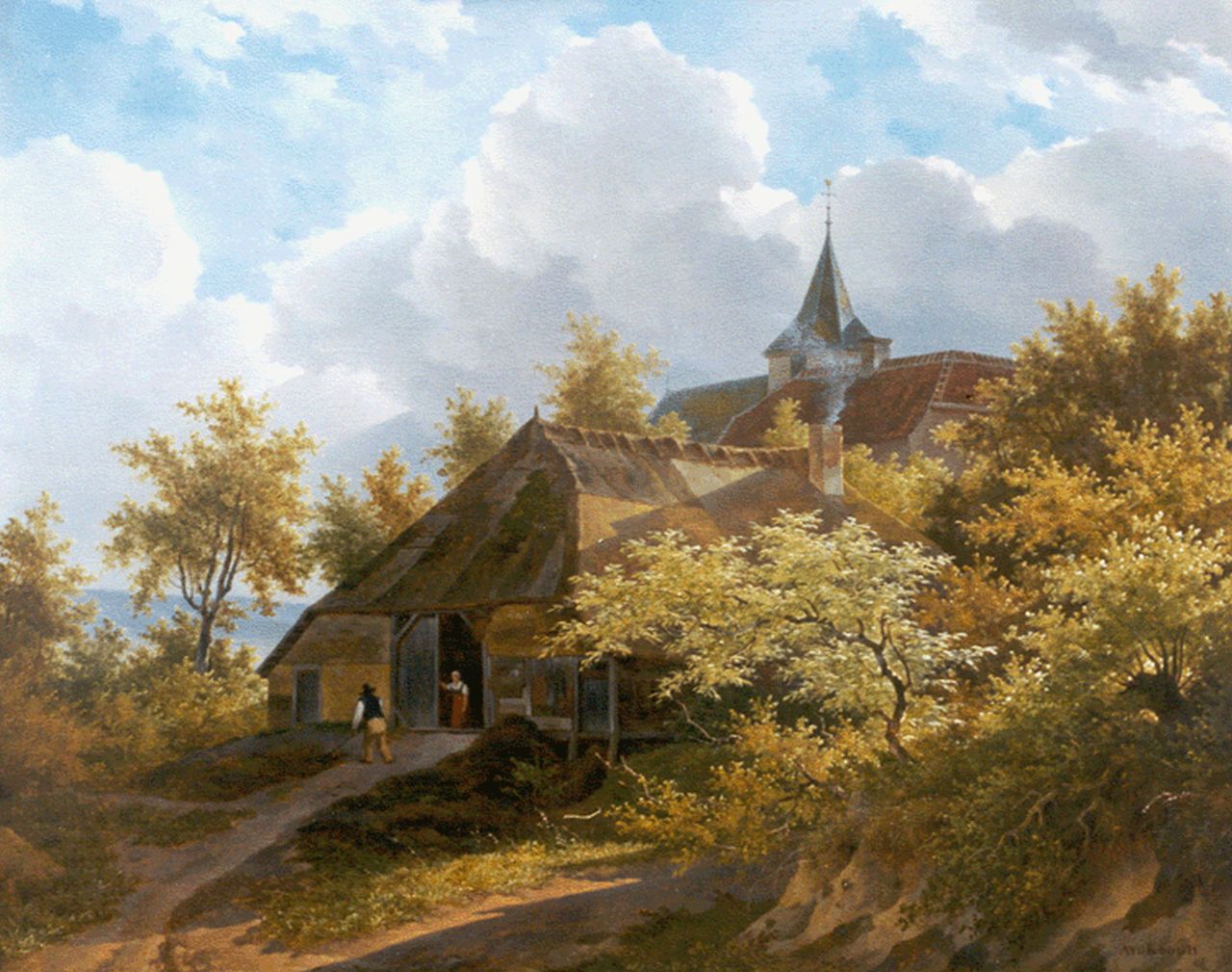 Adrianus van der Koogh | A farmhouse in a wooded landscape, oil on panel, 43.0 x 53.0 cm, signed l.r.