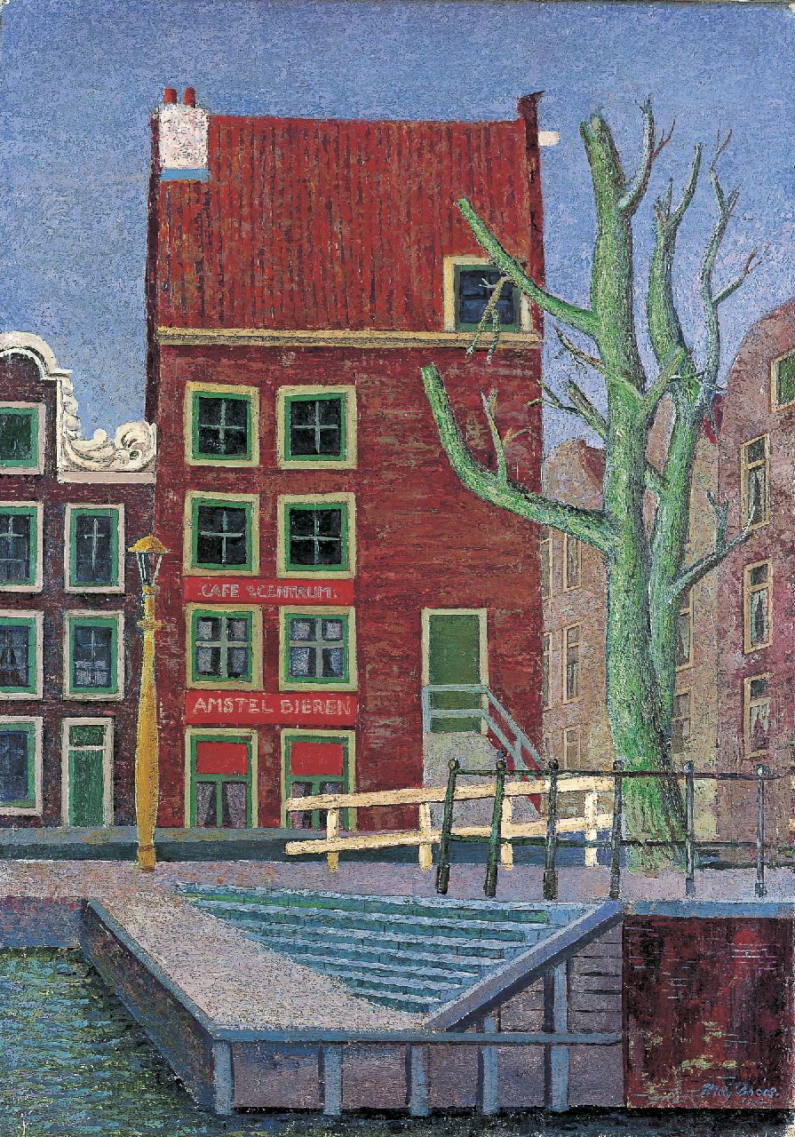 Boers W.H.F.  | 'Willy' Herman Friederich Boers, A canal scene with a red house, oil on canvas 70.5 x 51.0 cm, signed l.r. and dated 1942