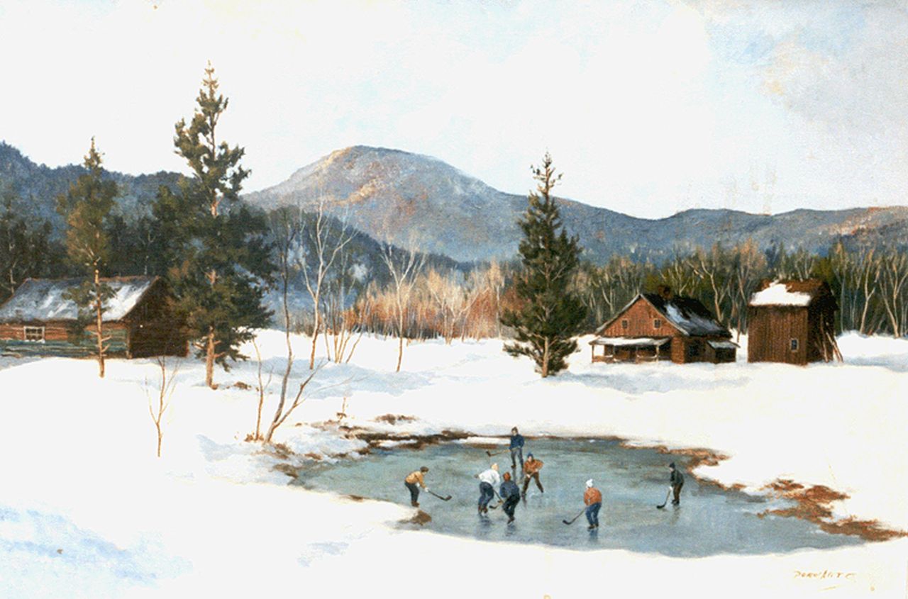 Arts T.J.  | Theodorus Johannes 'Dorus' Arts, Ice hockey players, St. Margarets, Canada, oil on canvas 51.3 x 76.5 cm, signed l.r.