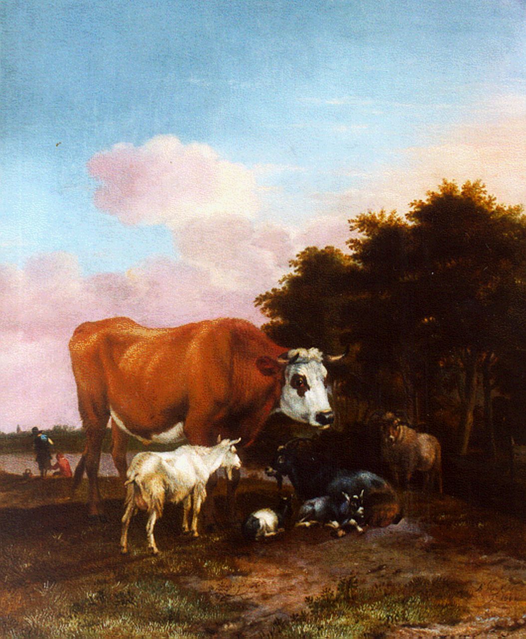 Janz Klomp A.  | Albert Janz Klomp, Cattle in a landscape, oil on panel 42.4 x 34.8 cm, signed l.r. and dated 1662