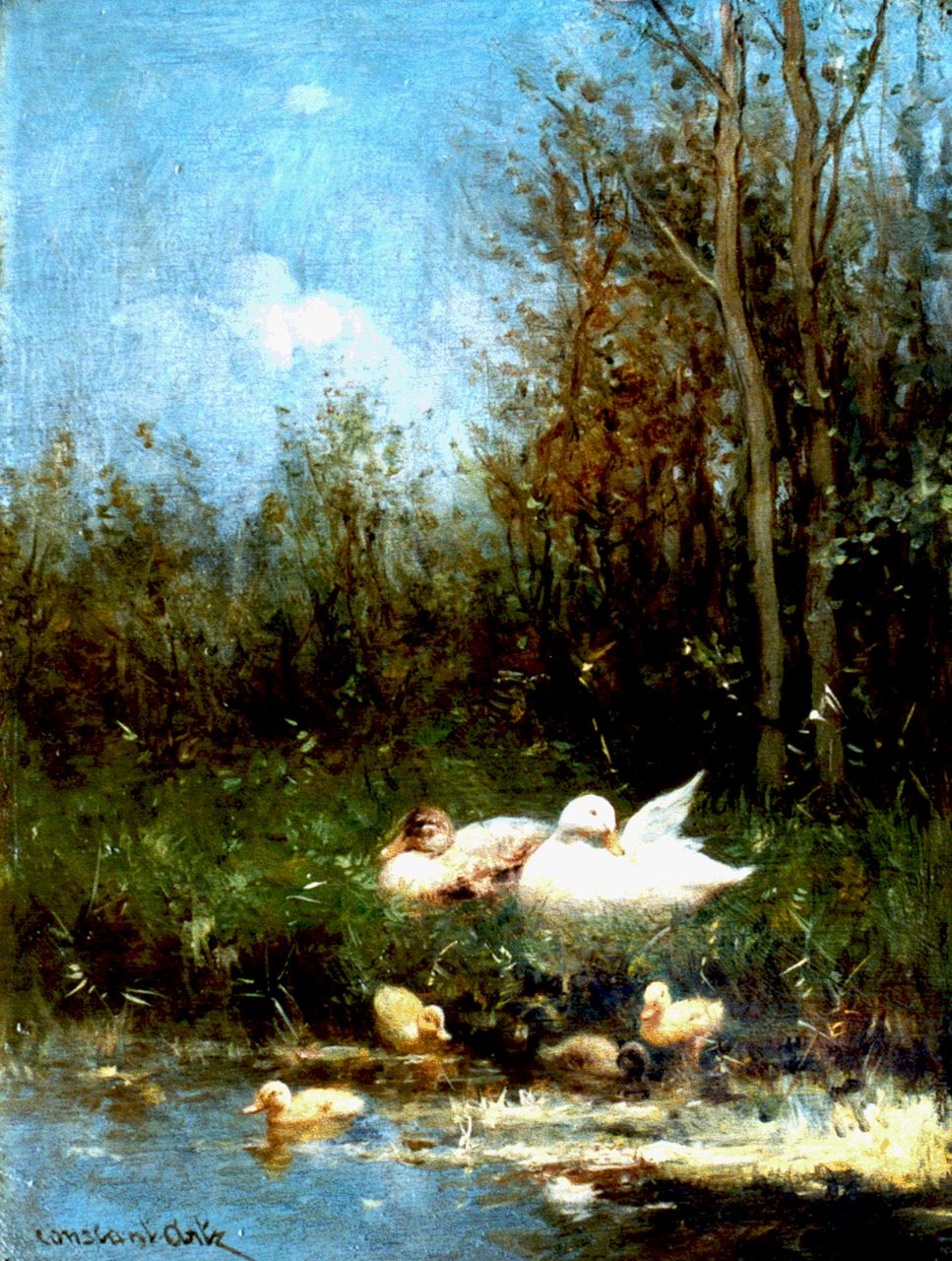 Artz C.D.L.  | 'Constant' David Ludovic Artz, Ducklings watering, oil on panel 23.7 x 17.9 cm, signed l.l.