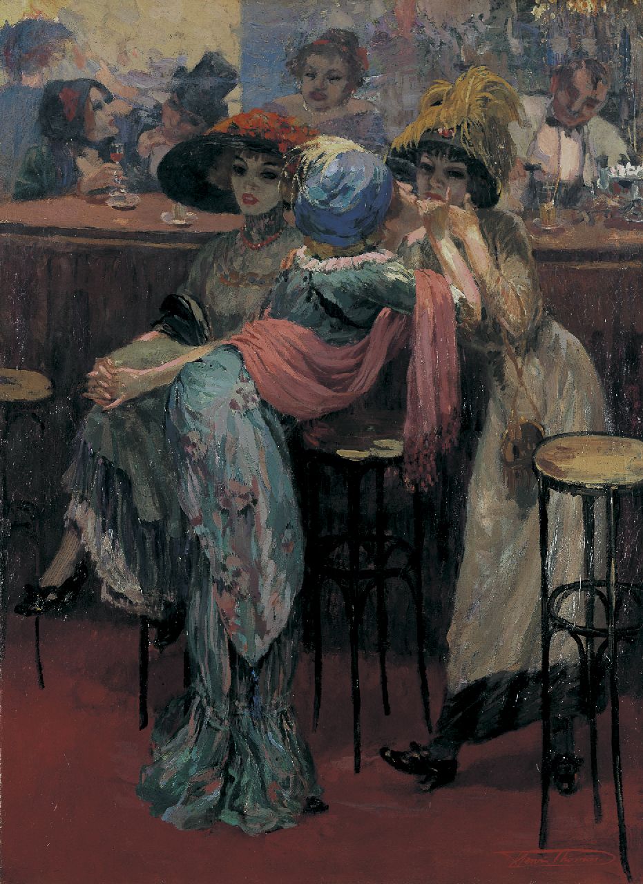 Thomas H.J.  | Henri Joseph Thomas, Elegant ladies, oil on canvas 75.0 x 55.2 cm, signed l.r. and painted circa 1910
