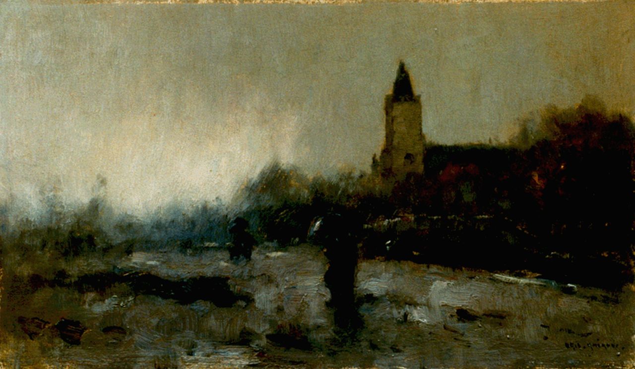 Knikker A.  | Aris Knikker, Rainy weather, oil on panel 23.1 x 39.2 cm, signed l.r.