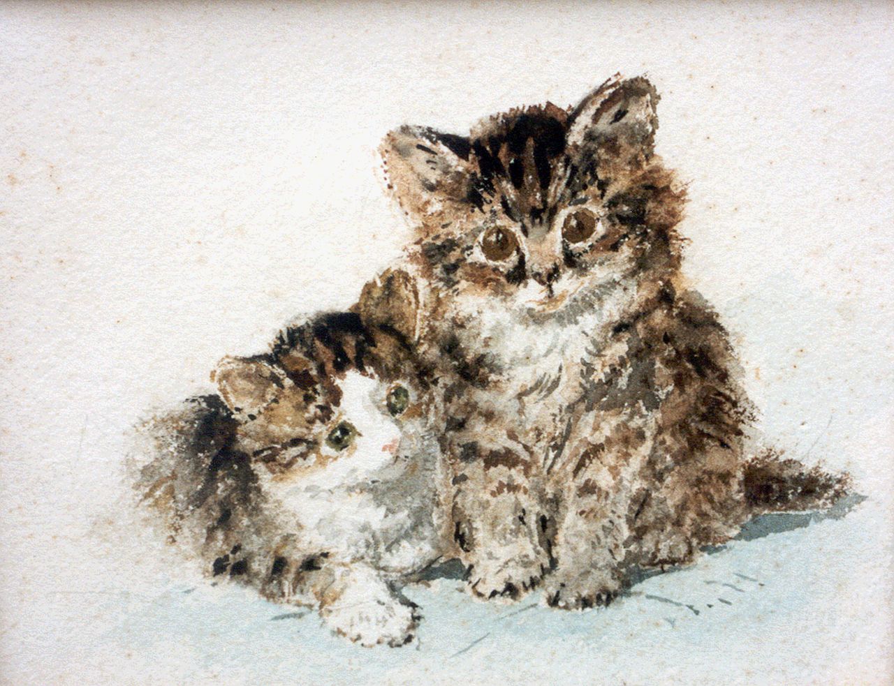 Ronner-Knip H.  | Henriette Ronner-Knip, Two kittens, watercolour on paper 17.0 x 21.5 cm