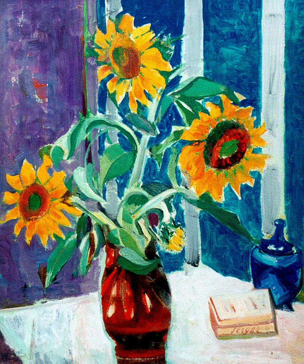 Serger F.B.  | Frederick Bedrich Serger, Sunflowers, oil on canvas 61.2 x 51.2 cm, signed l.r. and painted before 1939