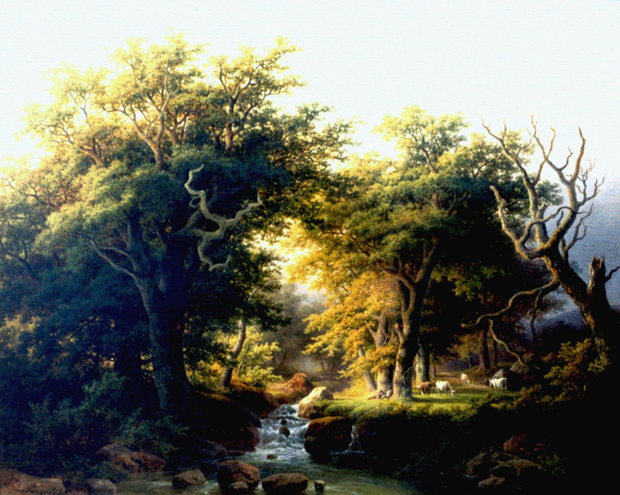 Pizzolatto E.  | Eugenio Pizzolatto, A stream in a forest landscape, oil on canvas 55.1 x 68.5 cm, signed l.l.