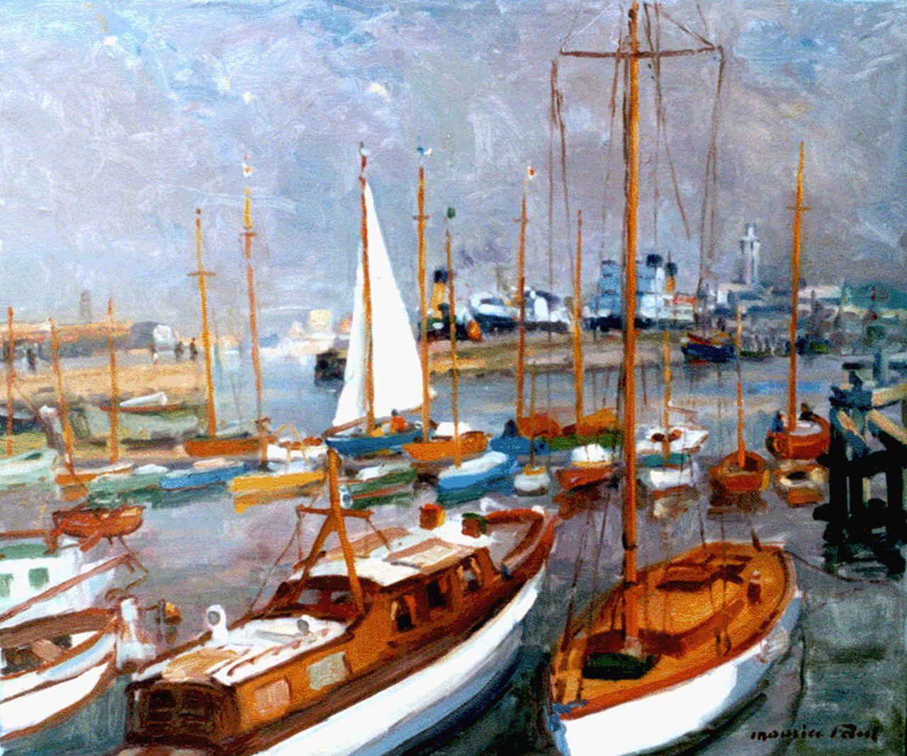 Paul M.  | Maurice Paul, Moored boats in the harbour, oil on canvas 50.2 x 60.0 cm, signed l.r.