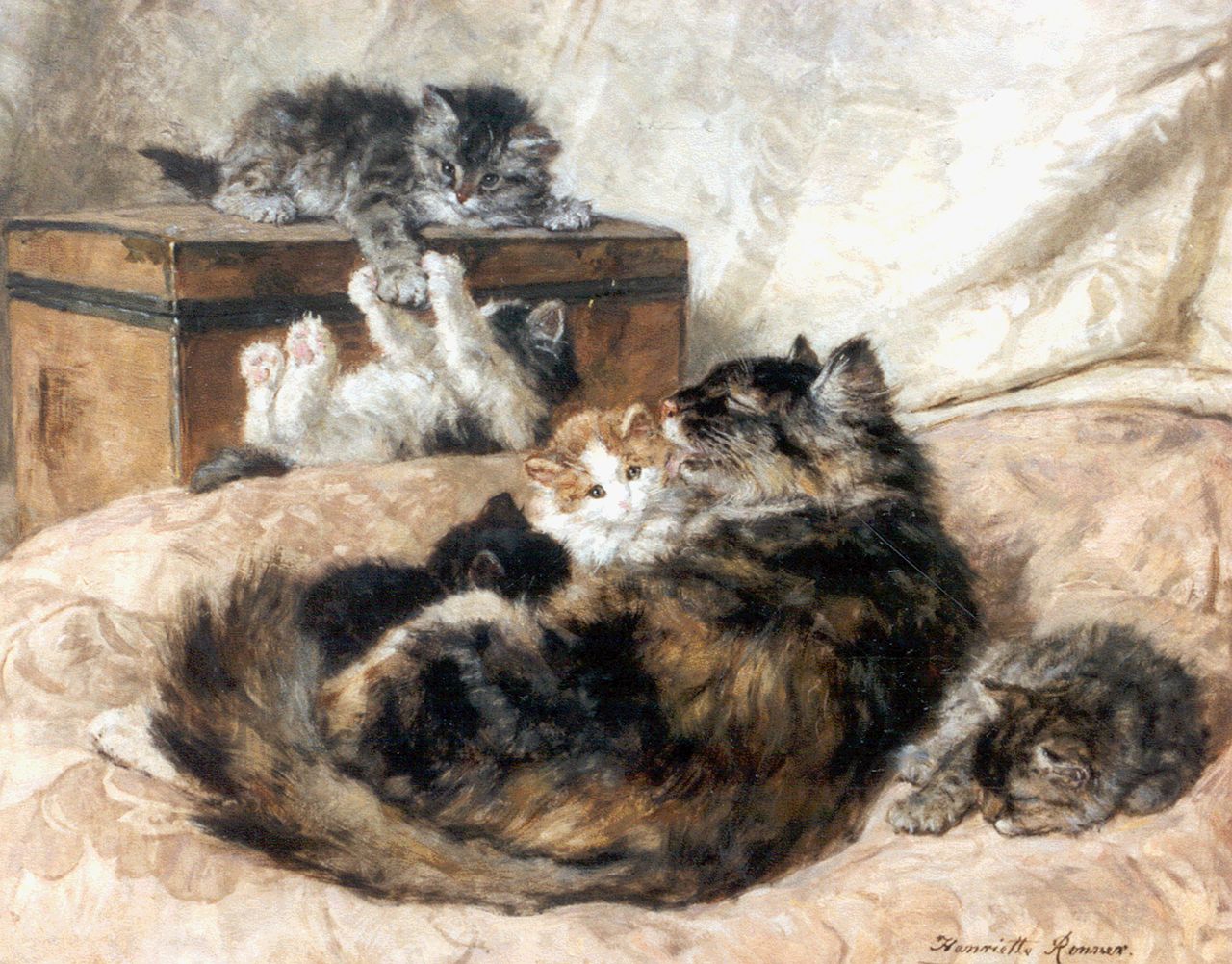 Ronner-Knip H.  | Henriette Ronner-Knip, Mother's pride 1898, oil on panel 45.6 x 56.0 cm, signed l.r. and dated '98