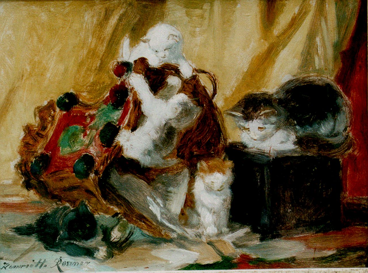 Ronner-Knip H.  | Henriette Ronner-Knip, Playtime, 25.5 x 34.5 cm, signed l.l.