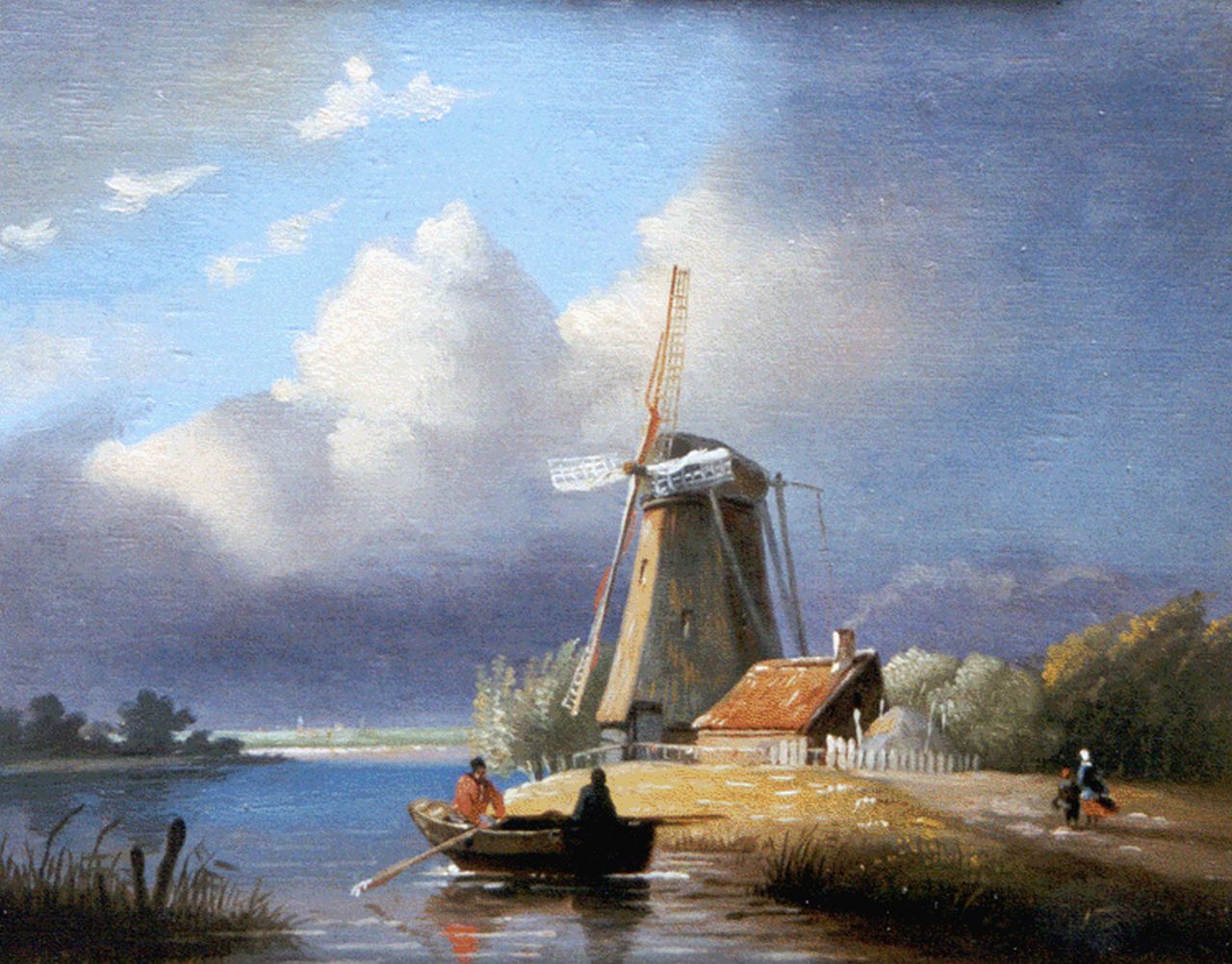 Immerzeel C.  | Christiaan Immerzeel, A Dutch river landscape, oil on panel 20.7 x 24.8 cm, signed l.l.