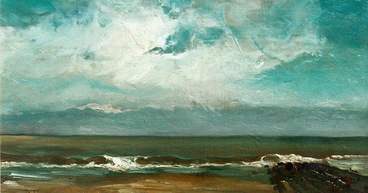 Feliciën Joseph Victor Rops | A seascape, oil on canvas, 21.0 x 39.0 cm, signed l.l.