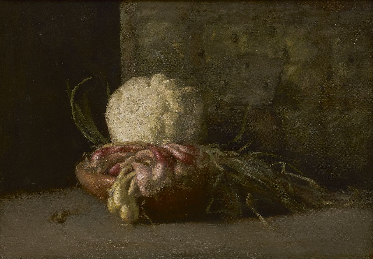 Rueter W.C.G.  | Wilhelm Christian 'Georg' Rueter | Paintings offered for sale | Still life with cauliflower and shallots, oil on canvas 32.0 x 46.0 cm