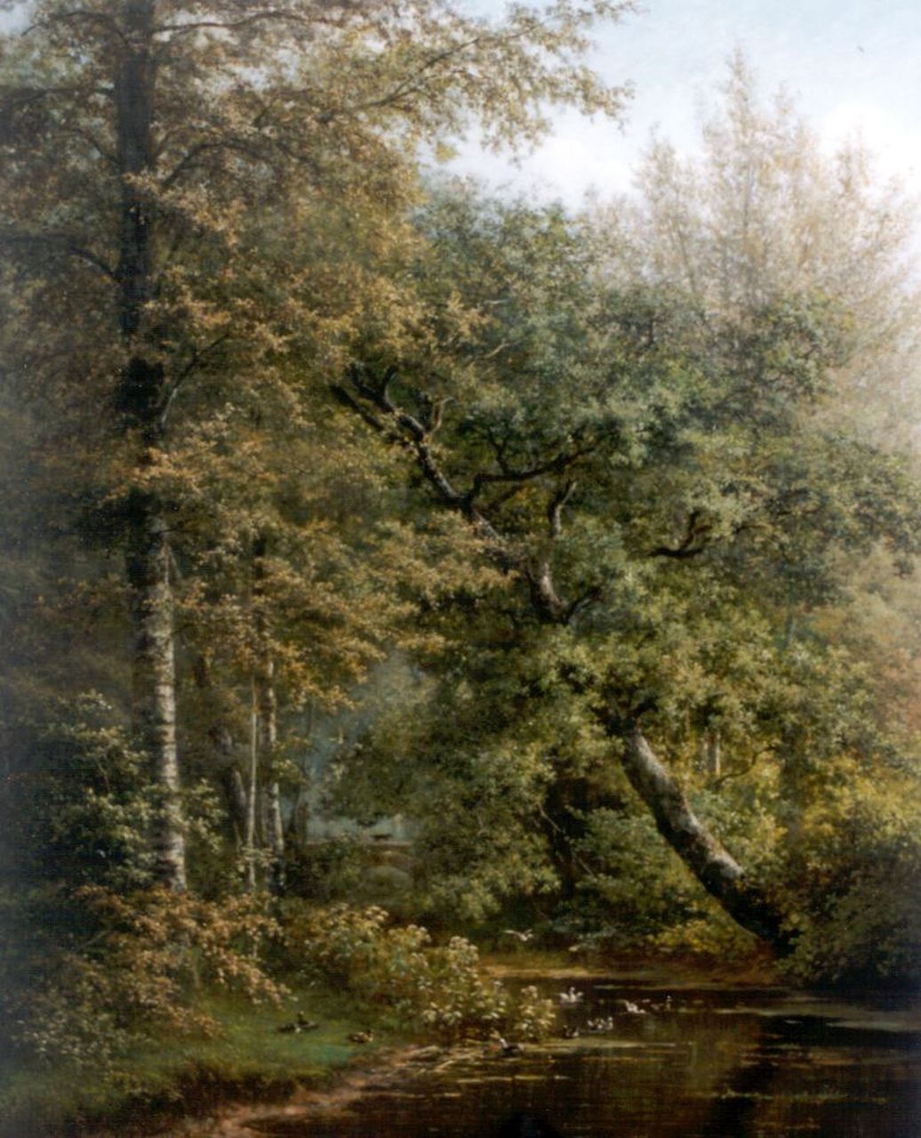Vogel C.J. de | Cornelis Johannes de Vogel, A pond in a forest, oil on canvas 119.9 x 100.0 cm, signed l.l.