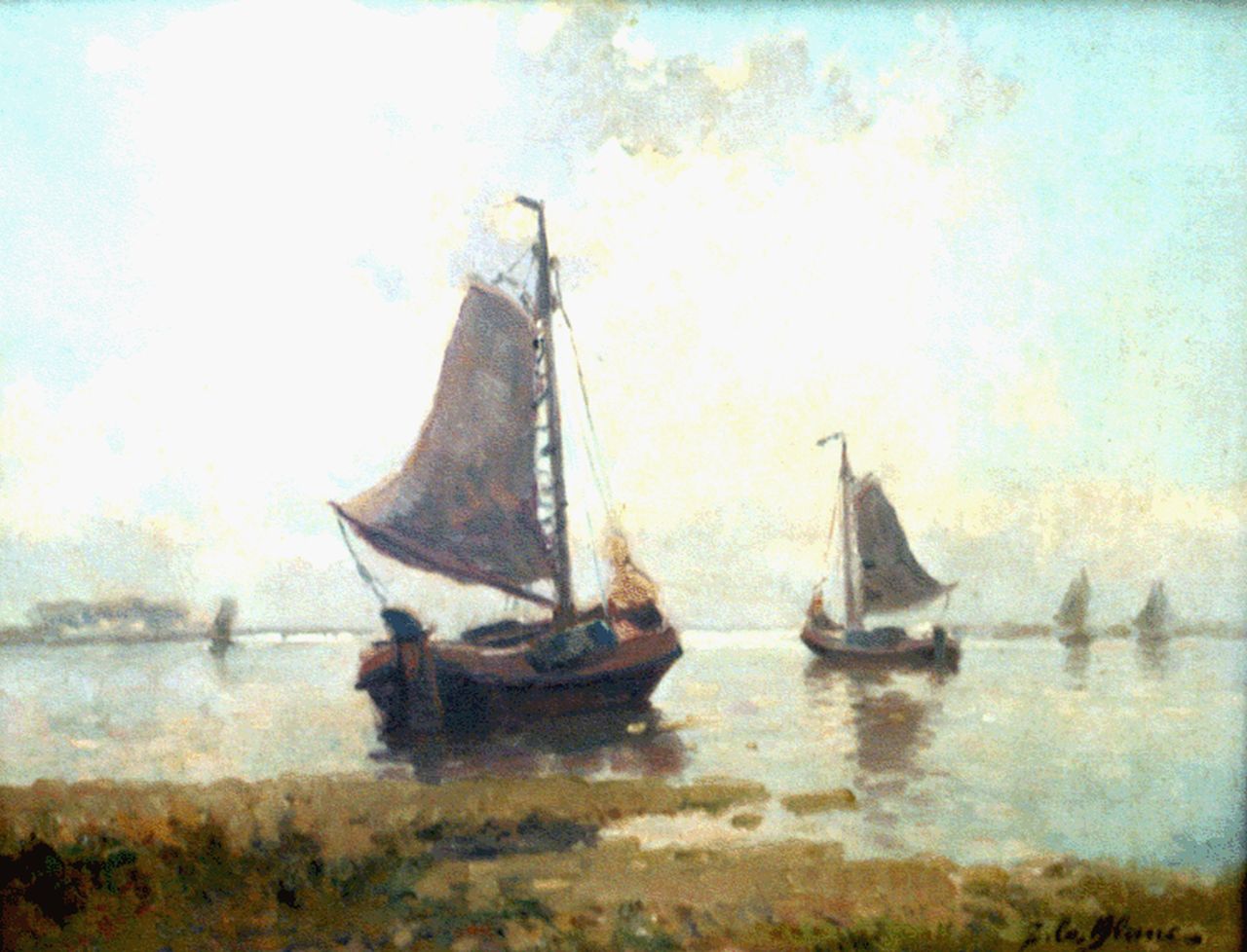 Terhell A.C.W.  | Adriaan Christiaan Willem Terhell, Shipping in a calm, oil on canvas 35.5 x 45.5 cm, signed l.r.