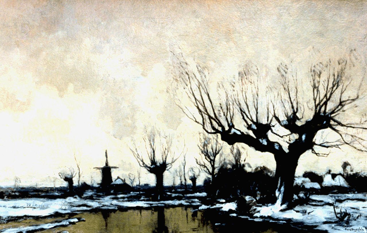 Bodifée J.P.P.  | Johannes Petrus Paulus 'Paul' Bodifée, A winter landscape with a windmill, oil on canvas 47.2 x 74.7 cm, signed l.r.