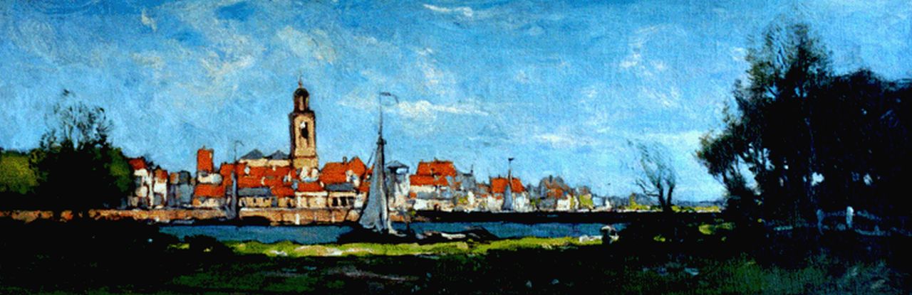 Bodifée J.P.P.  | Johannes Petrus Paulus 'Paul' Bodifée, A view of Deventer, oil on canvas laid down on painter's board 17.0 x 49.7 cm, signed l.r.