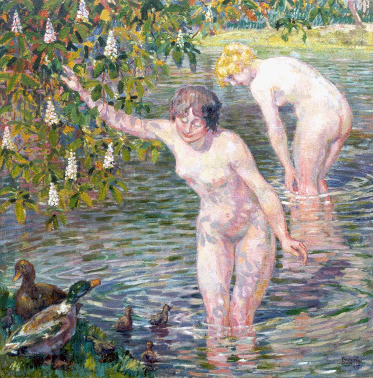 Dubois R.  | Raphael Dubois, Women bathing, oil on canvas 120.5 x 120.2 cm, signed l.r. and dated 1917