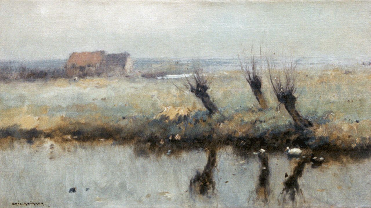 Knikker A.  | Aris Knikker, A polder landscape, oil on canvas 25.0 x 45.3 cm, signed l.l.