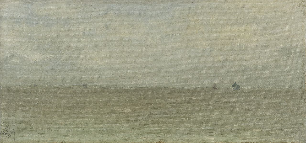 Verleur A.  | Andries Verleur, Sea view, oil on canvas 24.0 x 50.0 cm, signed l.l. and dated 1922