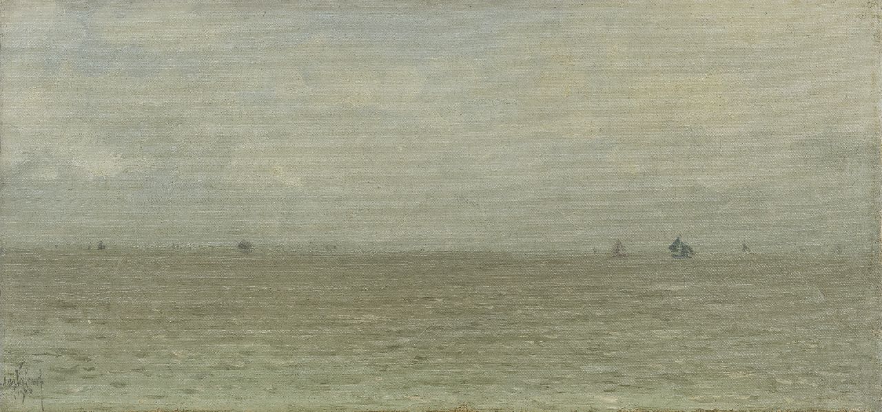 Verleur A.  | Andries Verleur, Sea view, oil on canvas 24.0 x 50.0 cm, signed l.l. and dated 1922