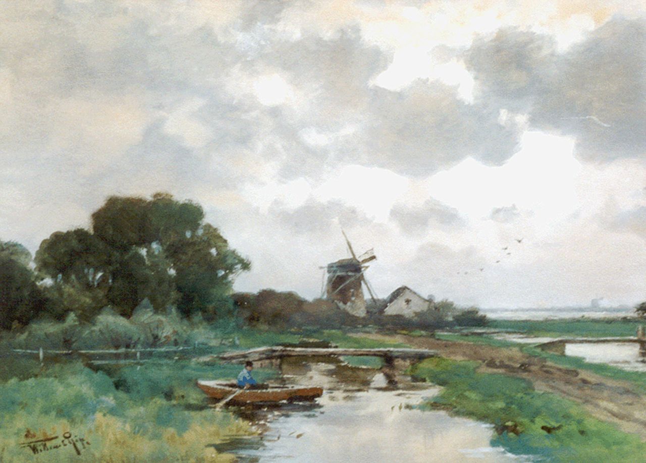 Rip W.C.  | 'Willem' Cornelis Rip, Polder landscape, watercolour on paper 35.5 x 48.5 cm, signed l.l.