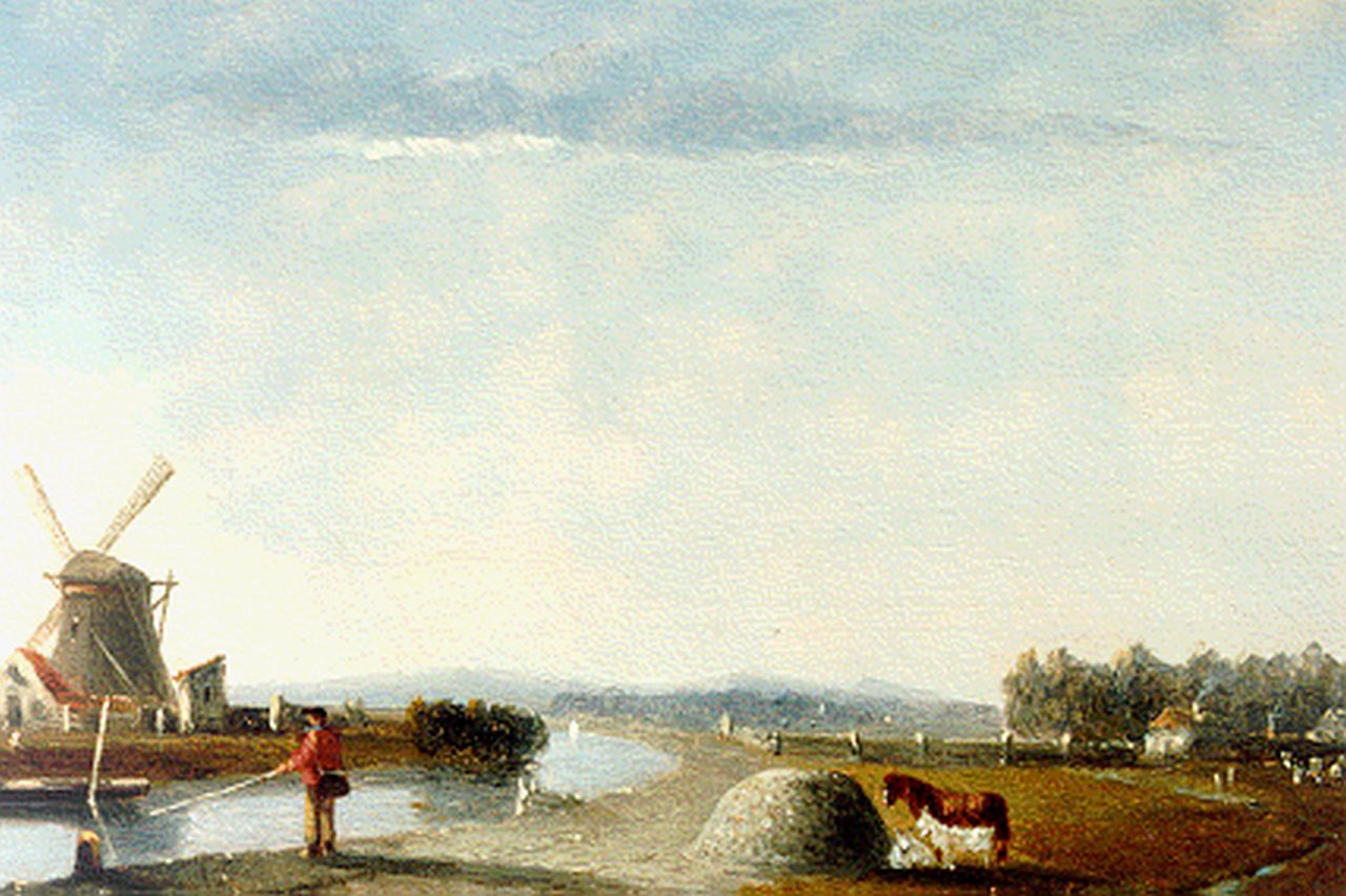 Bles J.  | Joseph Bles, A river landscape, oil on panel 13.8 x 20.7 cm, signed l.r.